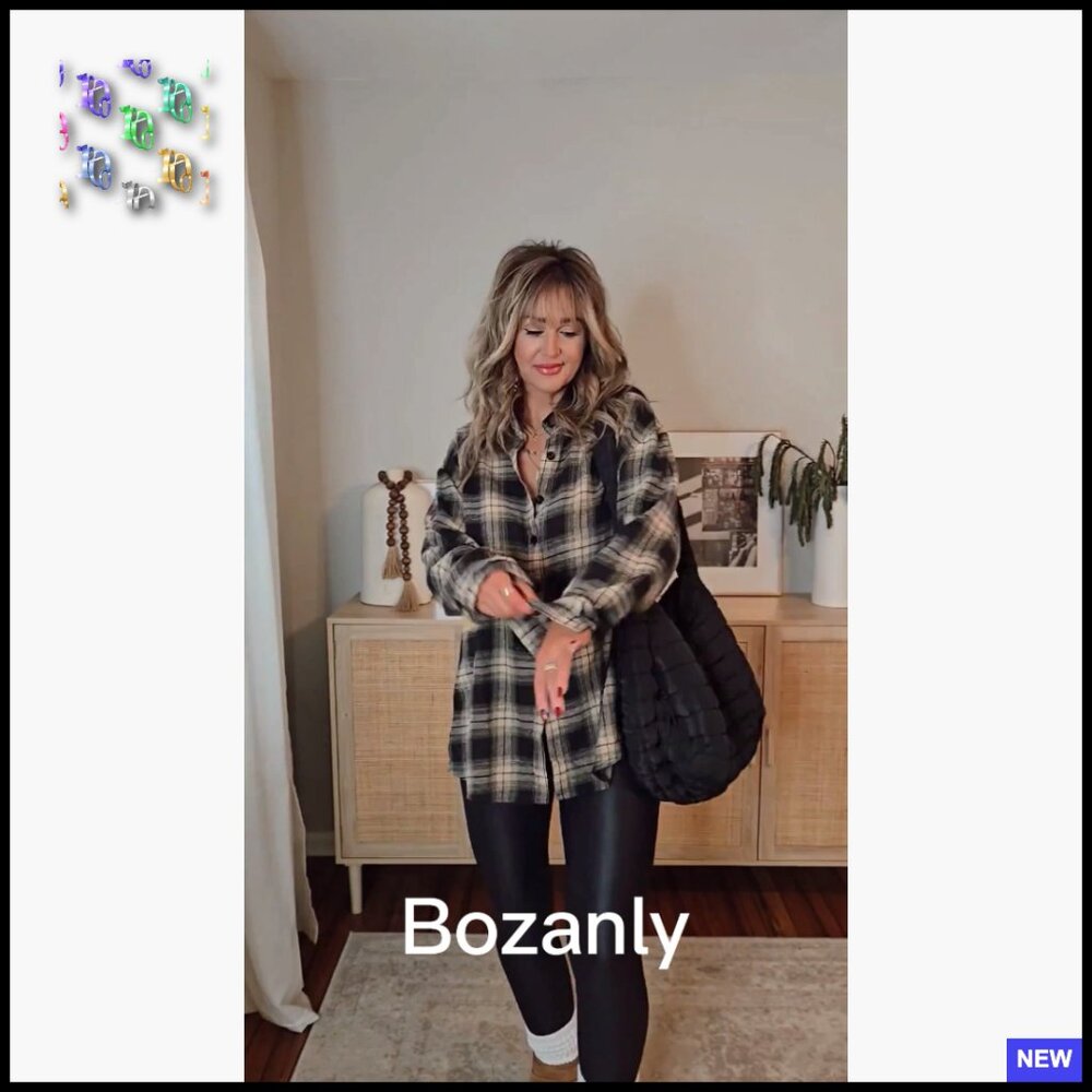 Oversized Flannel Shacket Button Down Blouse Loos… - image 7